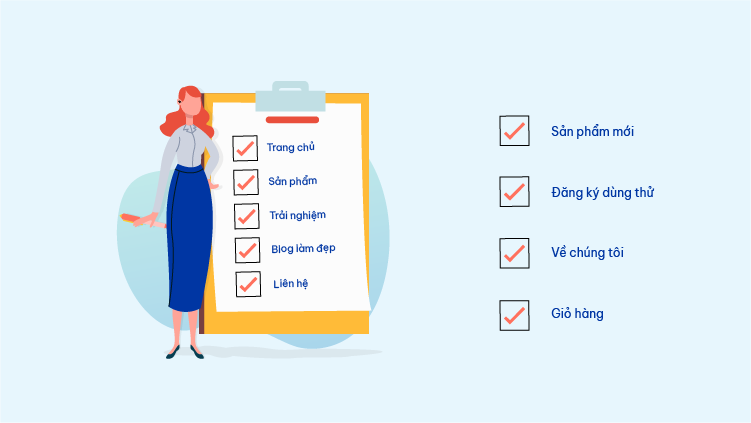 Một số danh mục gợi ý cho trang Web kinh doanh mỹ phẩm dành cho doanh nghiệp