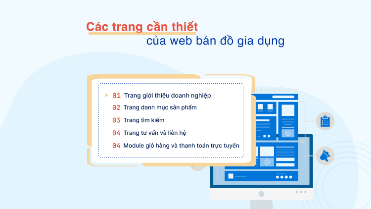 Các trang cần thiết của web bán đồ gia dụng