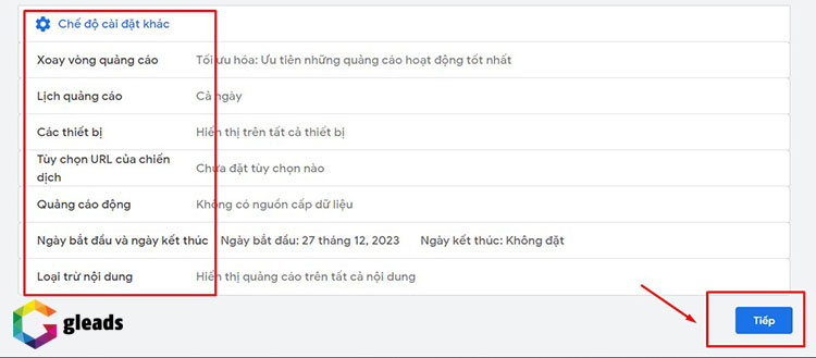 Chế độ cài đặt khác