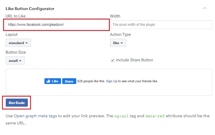 chèn facebook vào web