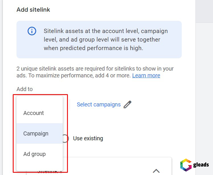 Chọn chiến dịch liên kết