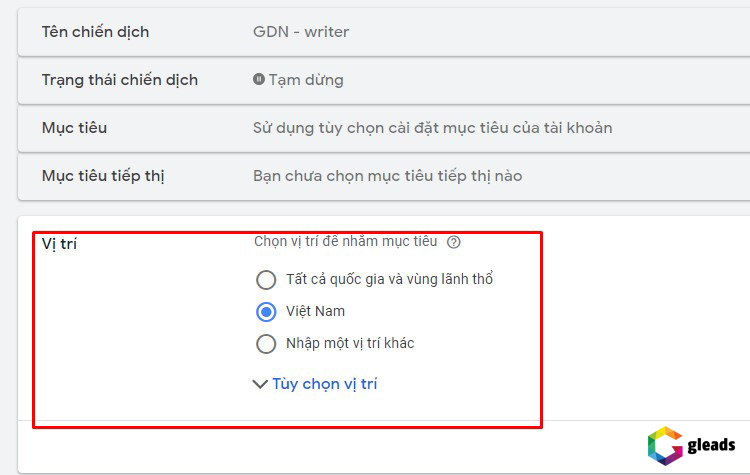 Chọn mục vị trí