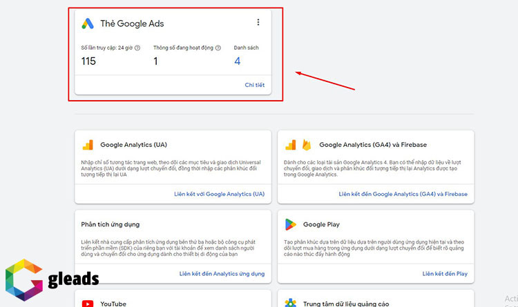 Chọn thẻ Google Ads
