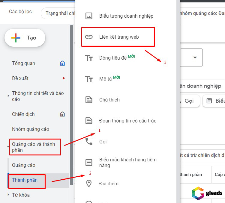 Chọn tiện ích mở rộng liên kết