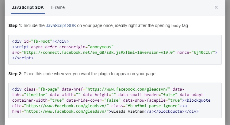 code nhúng fanpage vào web
