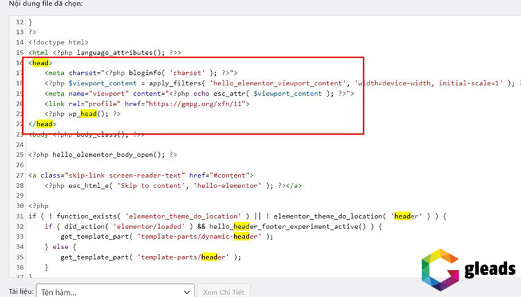 Dán mã Google Remarketing tại thẻ Head