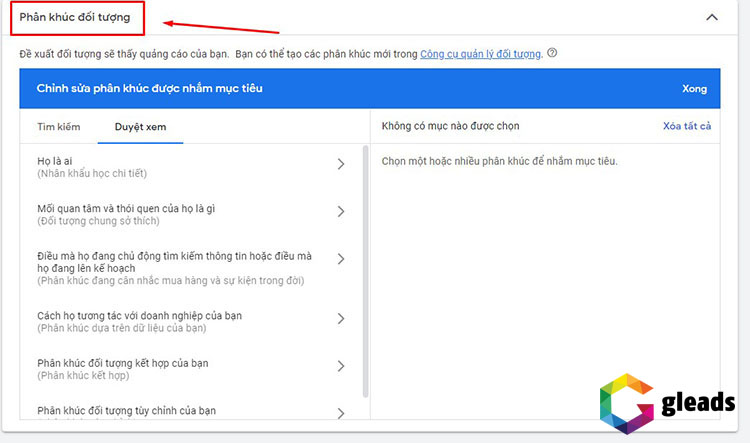 Đối tượng tiếp thị lại Adwords