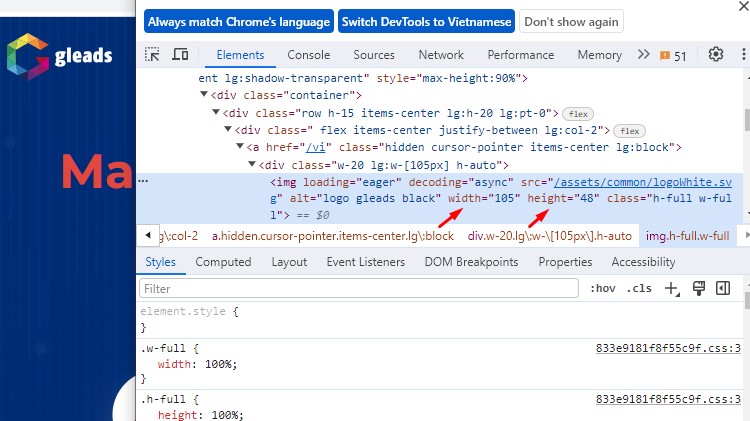 kích thước ảnh trang web