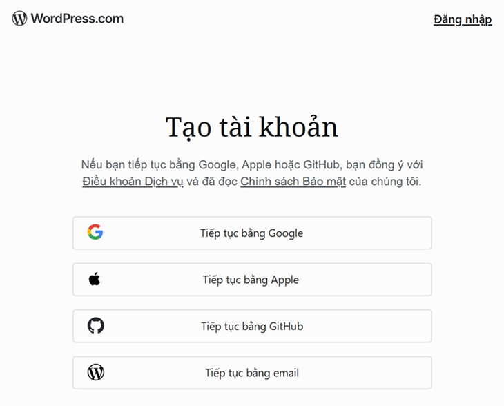 Tạo tài khoản trên WordPress.com