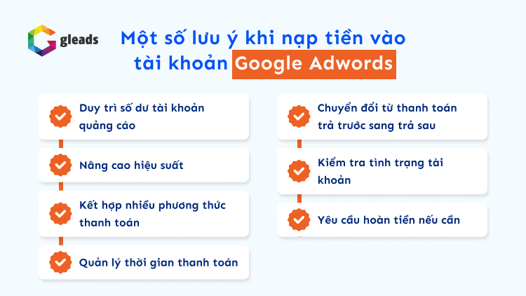 Lưu ý nạp tiền vào google ads