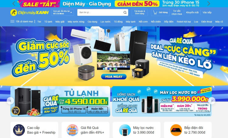 mẫu thiết kế website điện lạnh