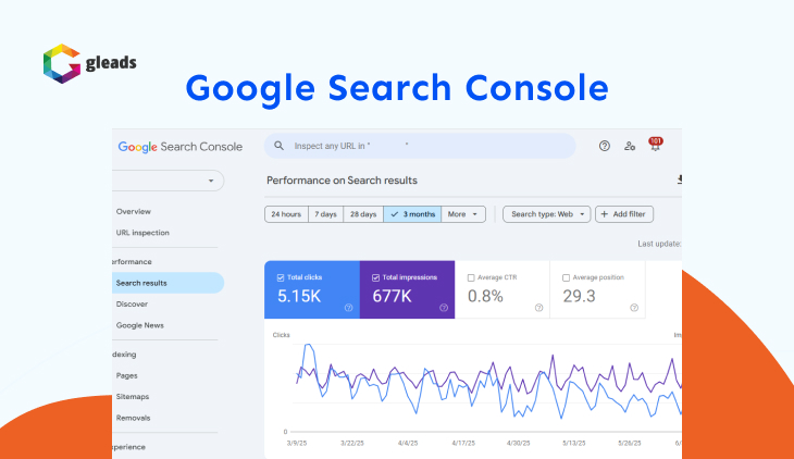 Giao diện thống kê traffic SEO trong công cụ Google Search Console.