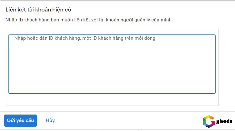 Nhập ID Google Ads MCC