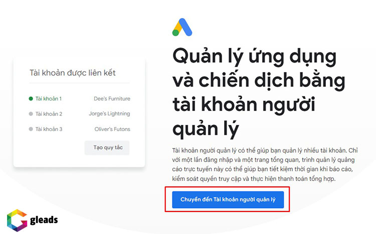 Tạo tài khoản người quản lý Google Ads
