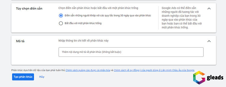 Thêm mô tả phân khúc Remarketing