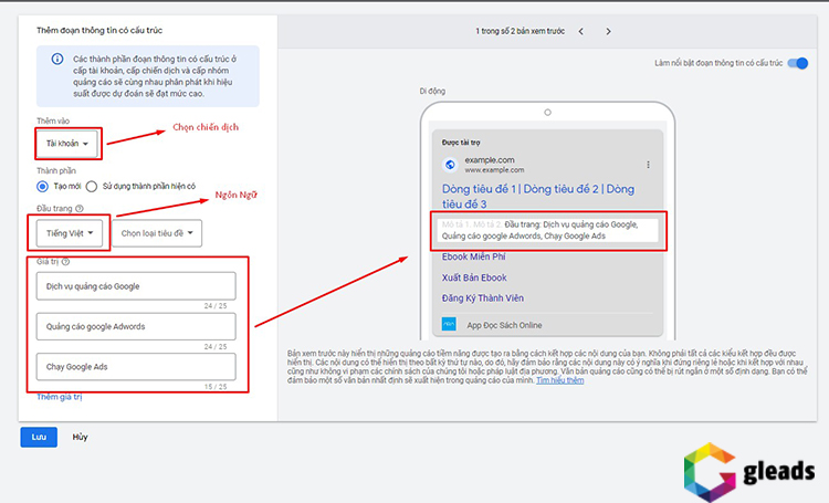 Thiết lập tiện ích mở rộng cấu trúc