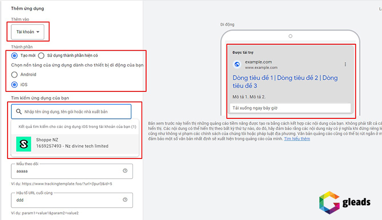 Thiết lập tiện ích mở rộng ứng dụng