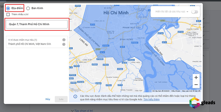 Thiết lập tối ưu google ads vị trí