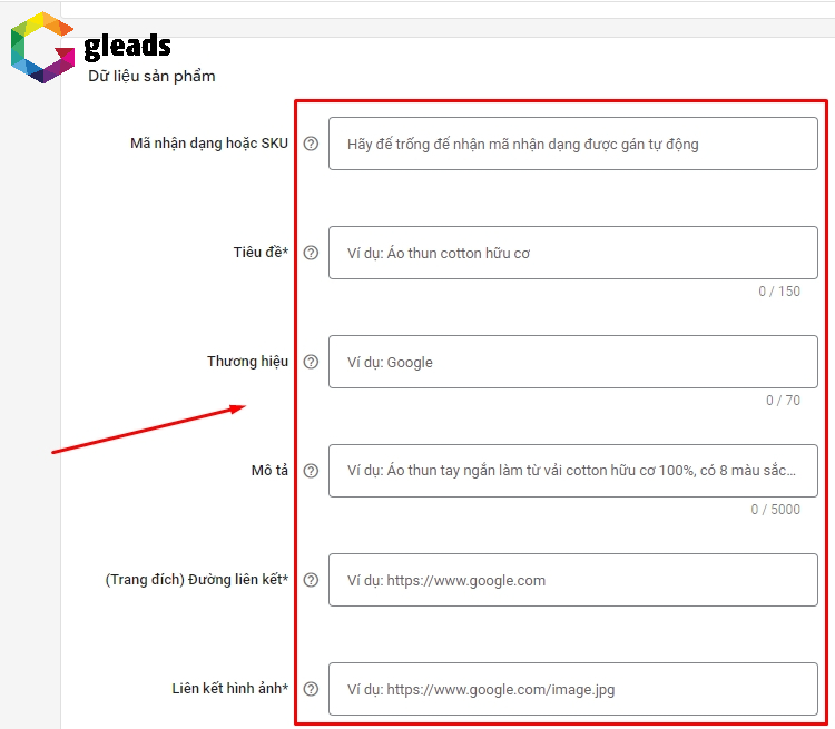 Thông tin sản phẩm google shopping ads