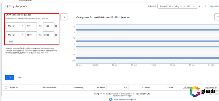 Tối ưu Google Ads thời gian