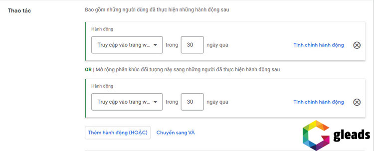 Tuỳ chỉnh quy tắc hành động