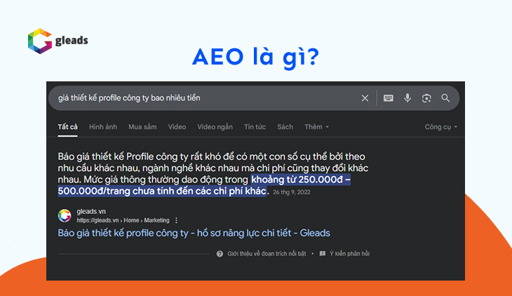 AEO là tối ưu hóa nội dung để trang web được hiển thị dưới dạng câu trả lời trực tiếp