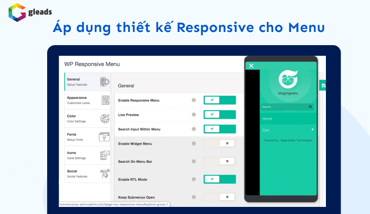 Áp dụng thiết kế responsive cho menu