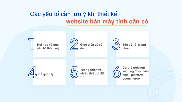 Các yếu tố cần lưu ý khi thiết kế website bán máy tính cần có
