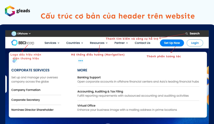 Cấu trúc cơ bản cả header website