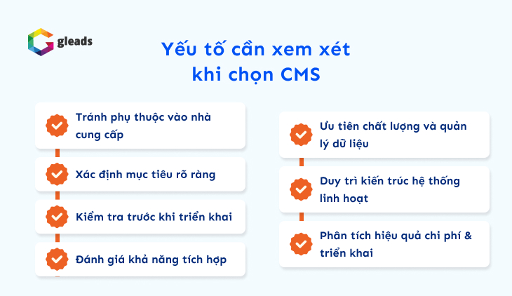 Yếu tố cần xem xét khi chọn CMS site web