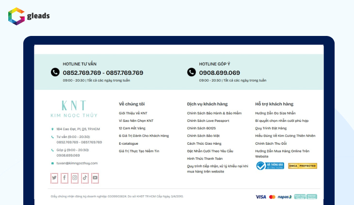 Footer có xác nhận của bộ công thương