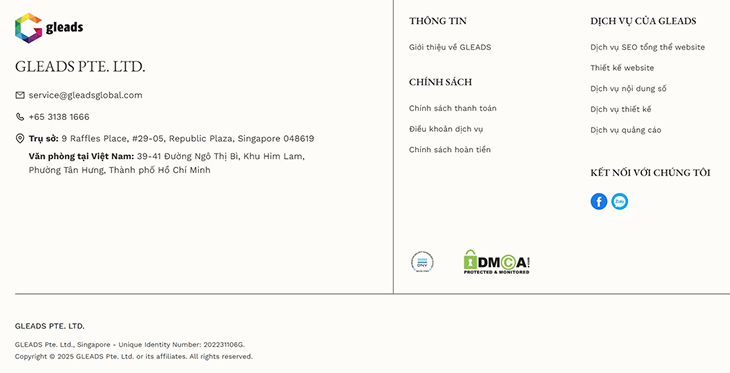 Footer dạng lưới 3 cột