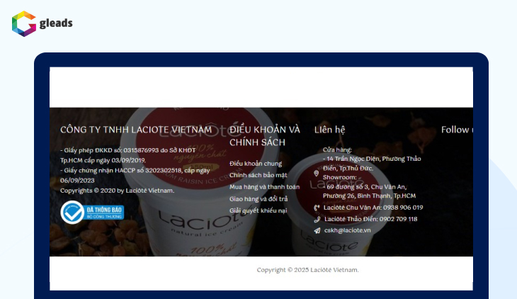 Footer phải sử dụng hình ảnh đẹp và bắt mắt