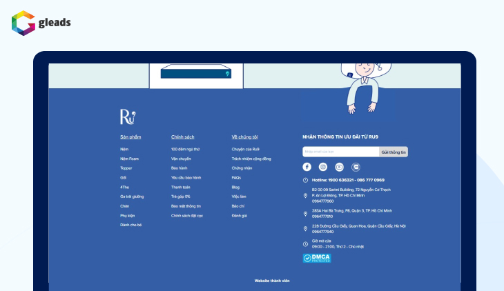 Footer xây dựng phong cách riêng ấn tượng