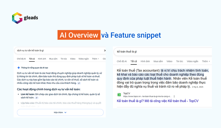 So sánh AI Overviews và Feature Snippets