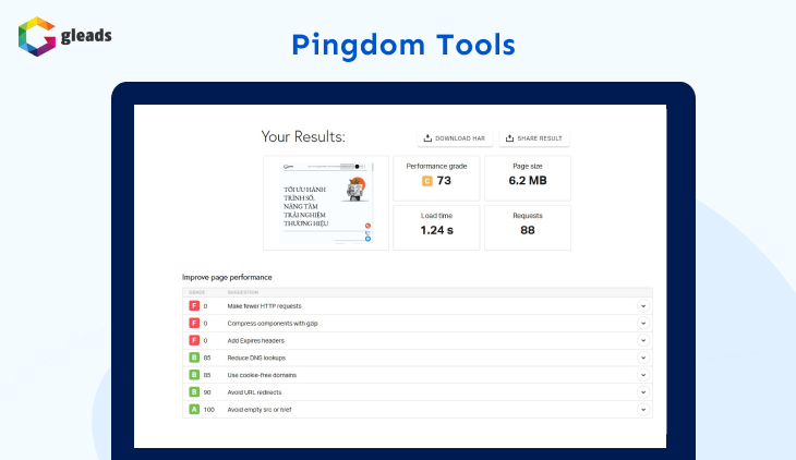 Test tốc độ website bằng Pingdom Tools