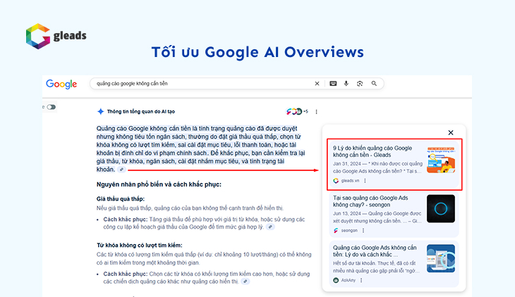 Tối ưu Google AI Overviews