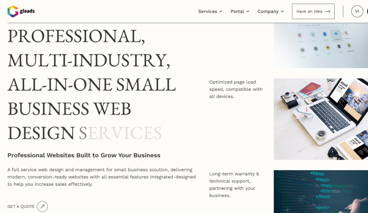 Website GLEADS là ví dụ cho website tĩnh